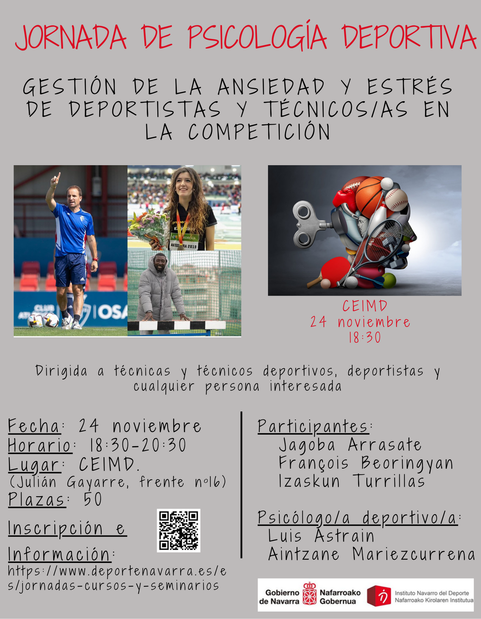 JORNADA DE PSICOLOGÍA APLICADA AL DEPORTE. GESTIÓN DEL ESTRÉS Y LA ANSIEDAD EN LA COMPETICIÓN